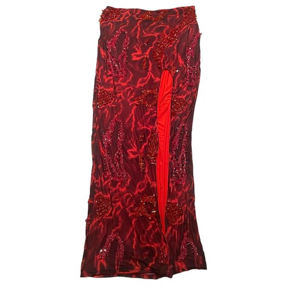 Onalaja Revolve Zusi Maxi Skirt Size Large Red Multi - Picture 3 of 10